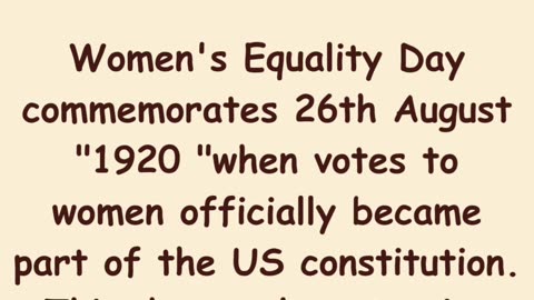 National women equality day 26th august in USA