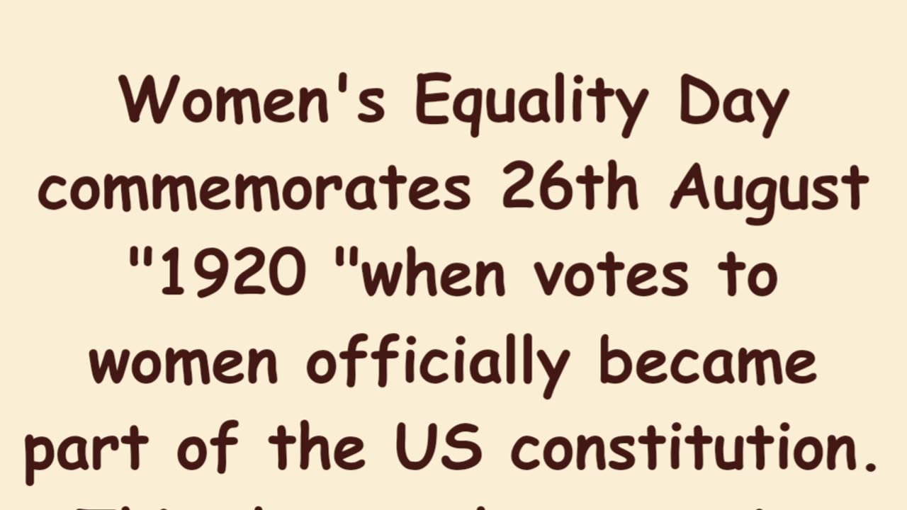 National women equality day 26th august in USA