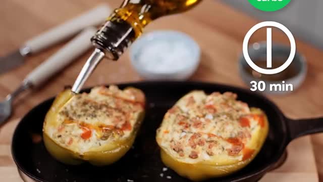 1-Min Recipe • How to make stuffed bell peppers with feta cheese by diet Doctor