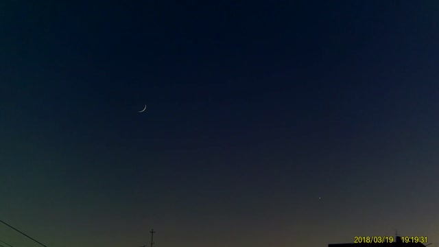 Moon, Venus and Mercury after the sunset time-lapse