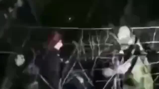 Belarusian border guards push people to the fence