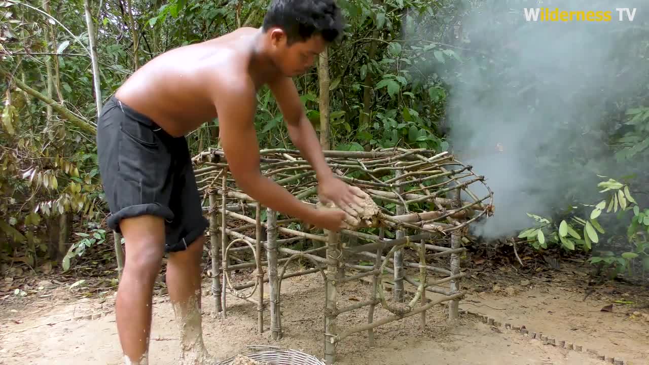 Rescue abandoned puppies by building a mud house for dogs