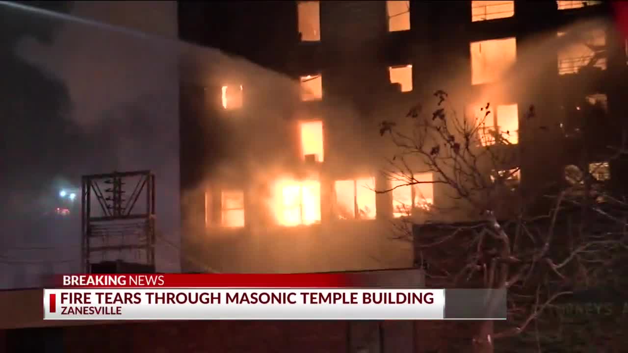 Zanesville , Ohio Masonic Temple catches fire overnight January 7th
