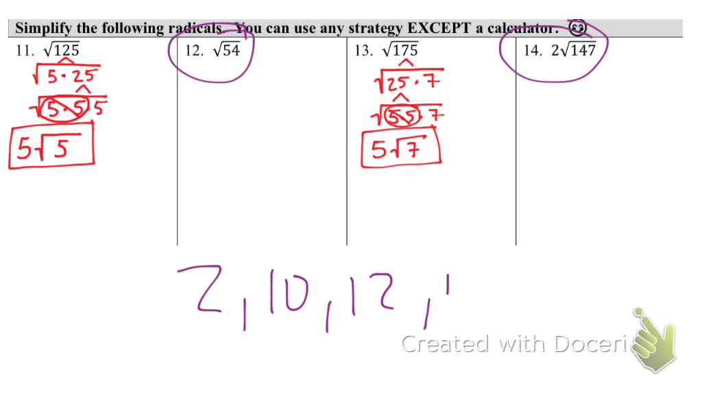 Simplifying Radicals