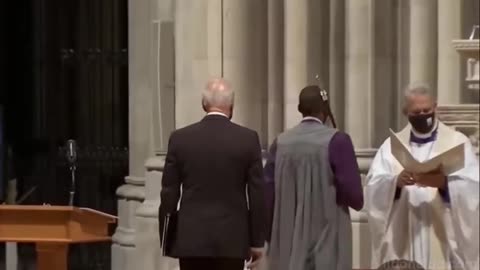 Joe Biden walks to Podium in Church