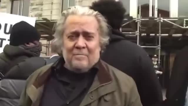 “We’re Taking Down The Biden Regime” Steve Bannon before he turns himself in on the indictments.