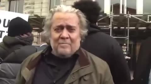 “We’re Taking Down The Biden Regime” Steve Bannon before he turns himself in on the indictments.
