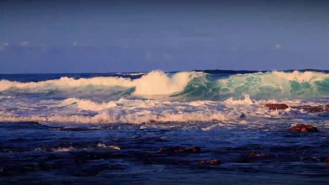 Waves Crashing on Rock Beach