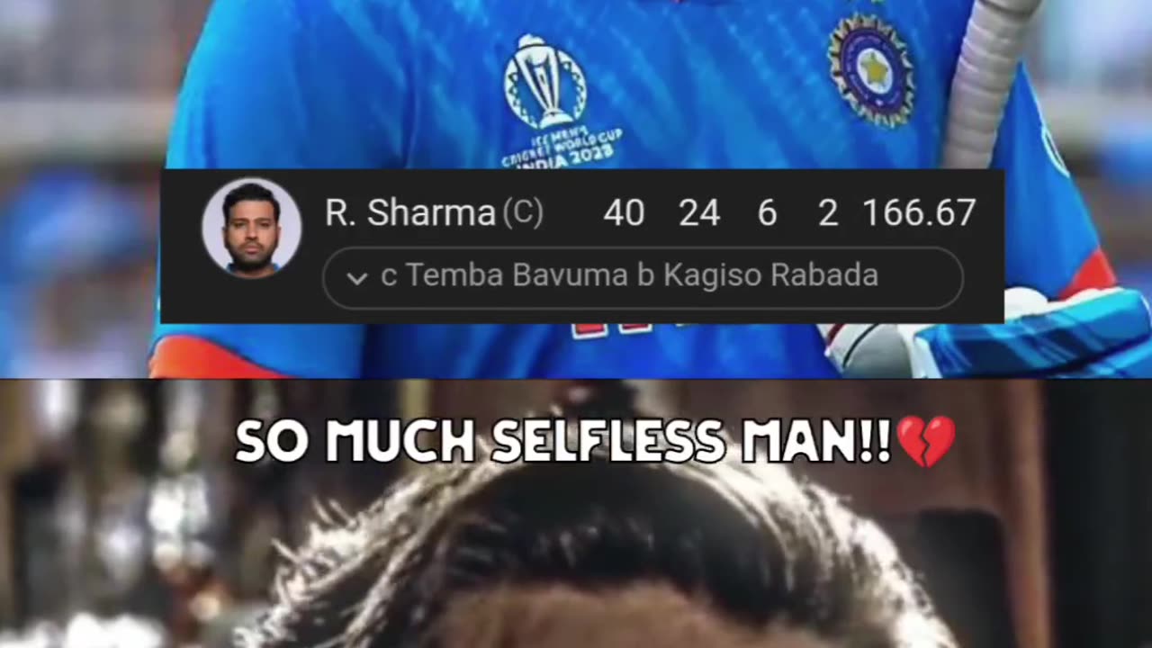 Rohit Sharma Sad status Video ||#Noselfness man