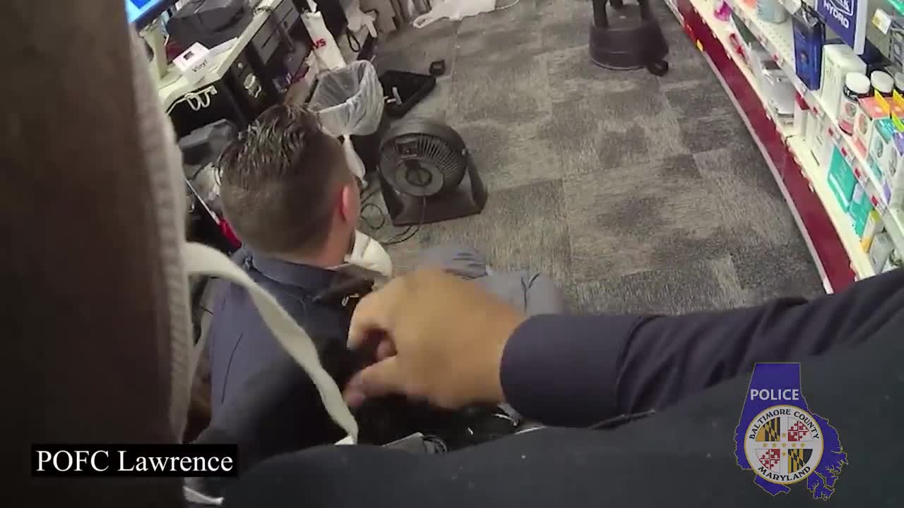 BODYCAM Shows Baltimore County Police Officers Interrupt CVS Robbery