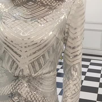 Elegant High Neck Sequin Long Sleeve Maxi Bodycon Dress