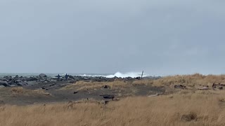 Power of the Pacific Ocean after a winter storm. N. Jetty of Grays Harbor