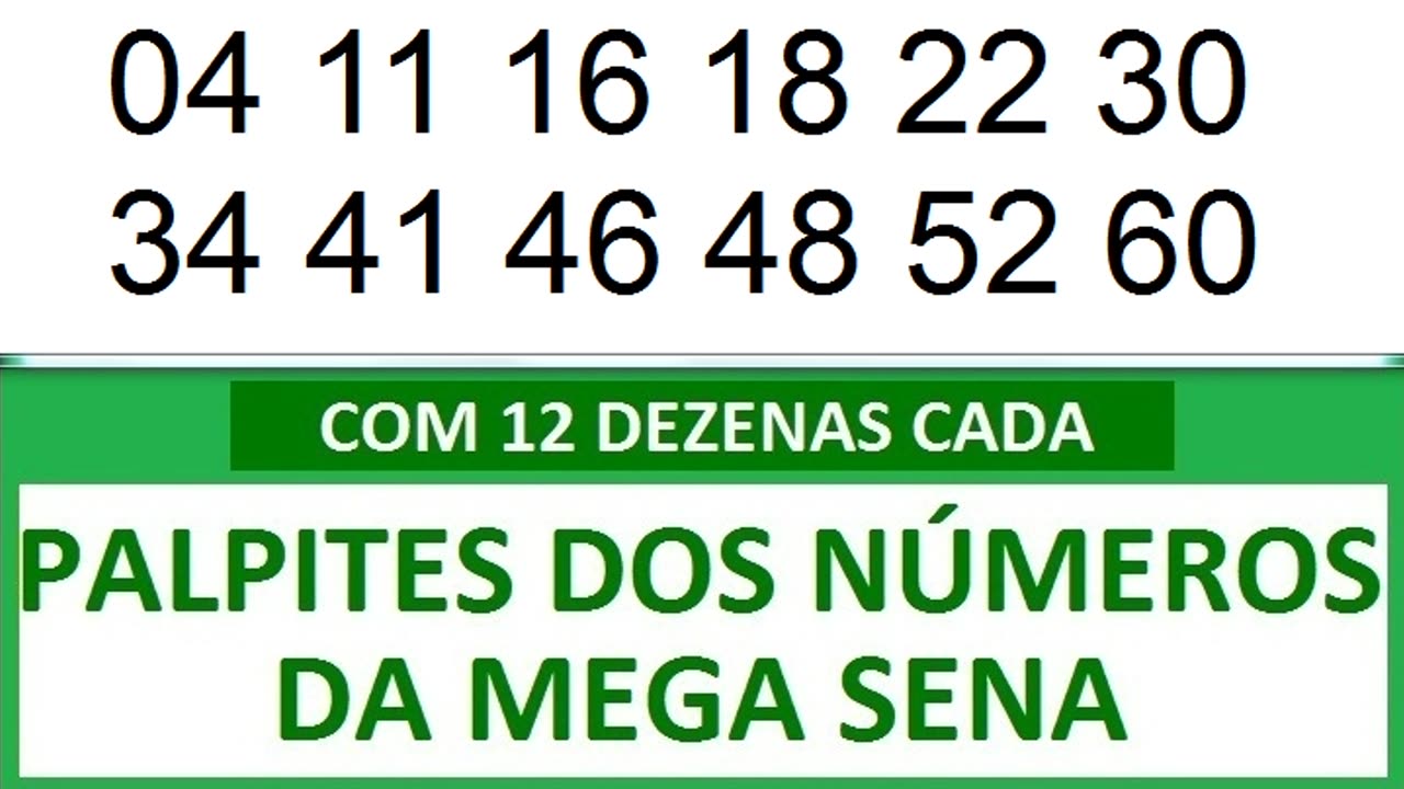 #PALPITES DOS NÚMEROS DA MEGA SENA COM 12 DEZENAS 5y 5z 50 51 52 53 54 55 56 57 58 59