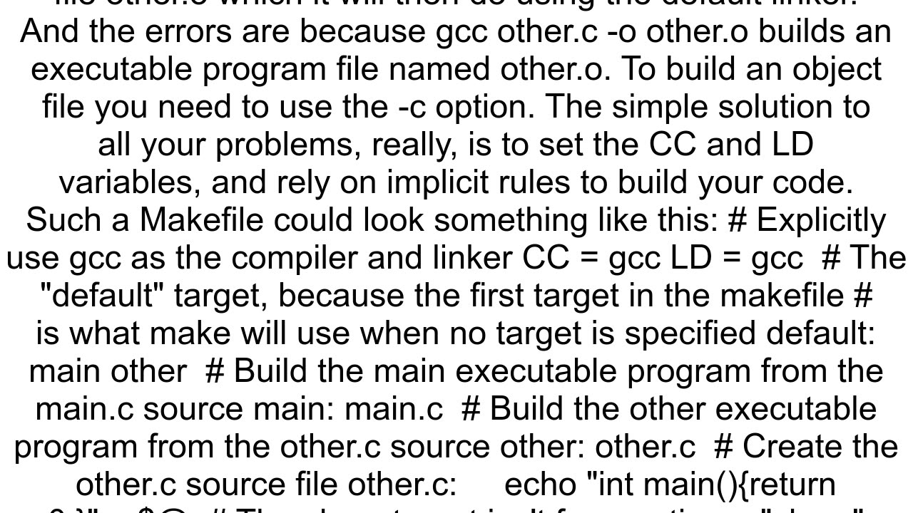 Why does Make automatically execute a cc command