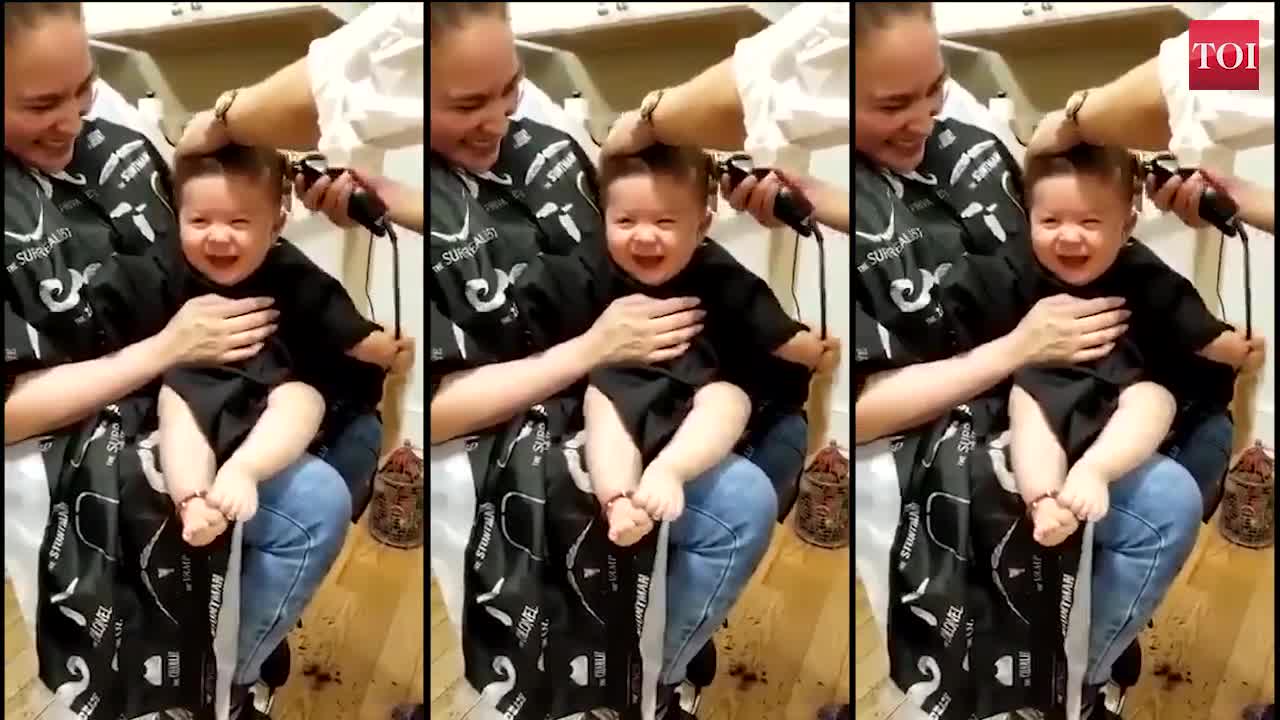 When a haircut tickled this boy into laughter