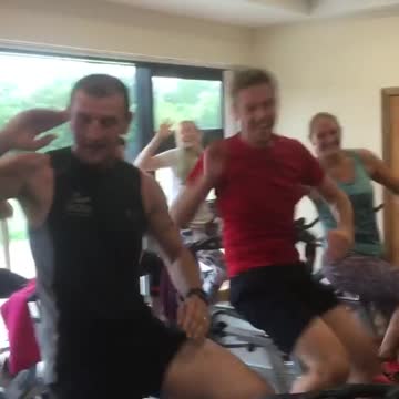 Spin class exercises to 'Baby Shark' dance craze