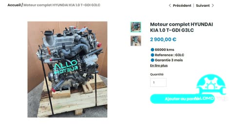 ALLOMOTEUR.COM - Moteur complet HYUNDAI KIA 1.0 T-GDI G3LC