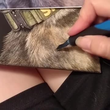 K9 Yukon - Scratchboard Drawing WIP - Vid 2