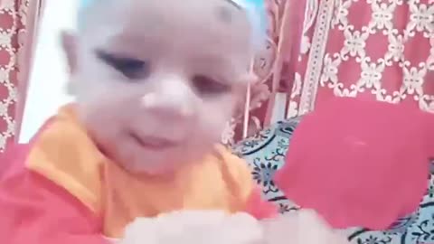 Cute baby laughing and danceing