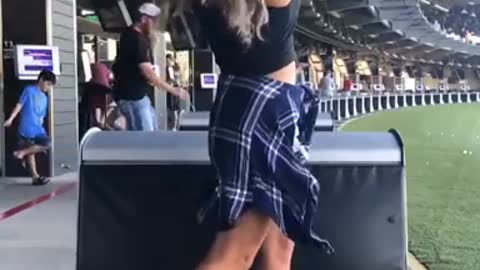 Cute girl play golf