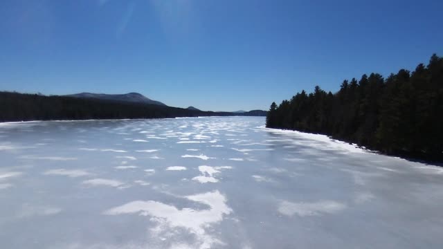 Winter Lake Top Ice Drone Footage