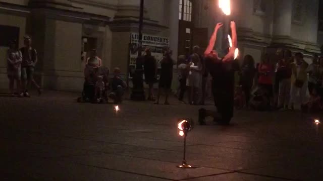 Street performance with flames -amazing