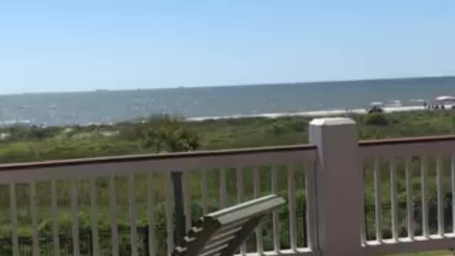 Helicopter landing in a back yard in crystal beach texas