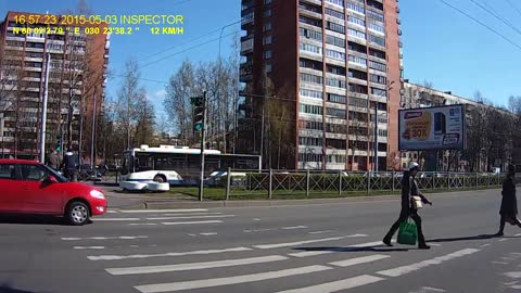 Skateboarder Nearly Hit By Speeding Car