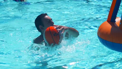 Ball game in the pool water