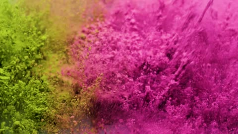 Pink and yellow powder jumping