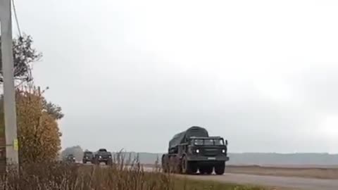 Belarusian military convoy heading to the town of Ivanava