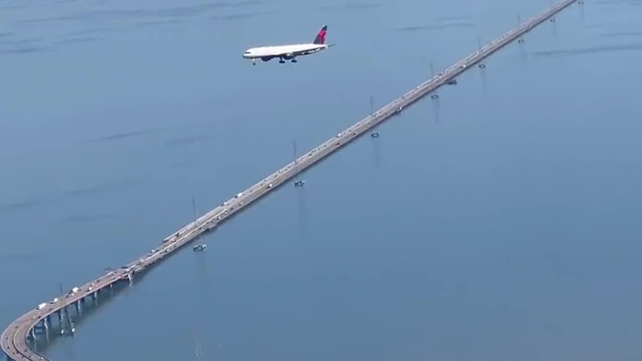 Plane hangs midair San Francisco frozen above