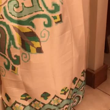 Little Girl Plays Hide And Seek Inside Of A Shower Curtain