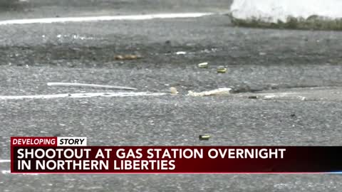 At least 30 shots fired during shootout at gas station