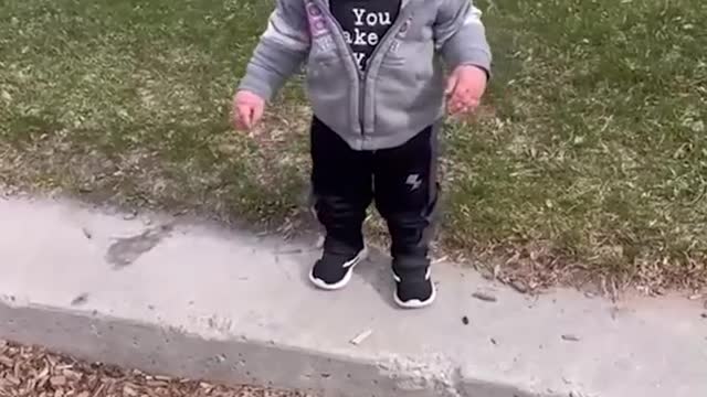 The baby learns to step up the steps, and the short leg doesn't know how to use it for a while.