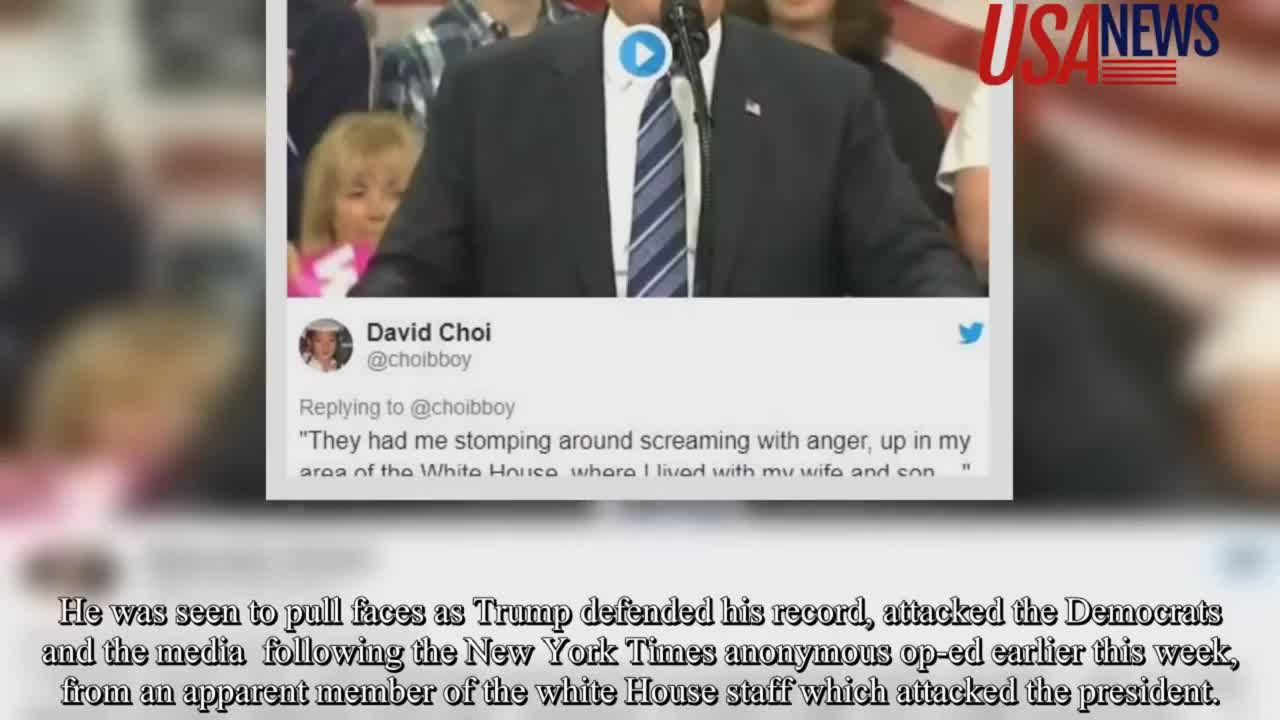 man removed from trump rally after making hilarious faces behind the president's back