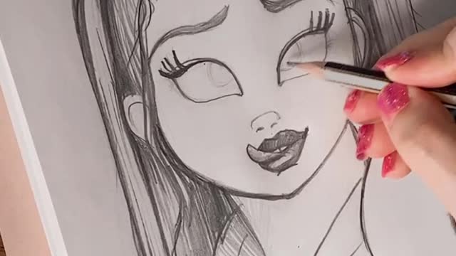 #shorts | cute girl with pigtales | drawing with pencil