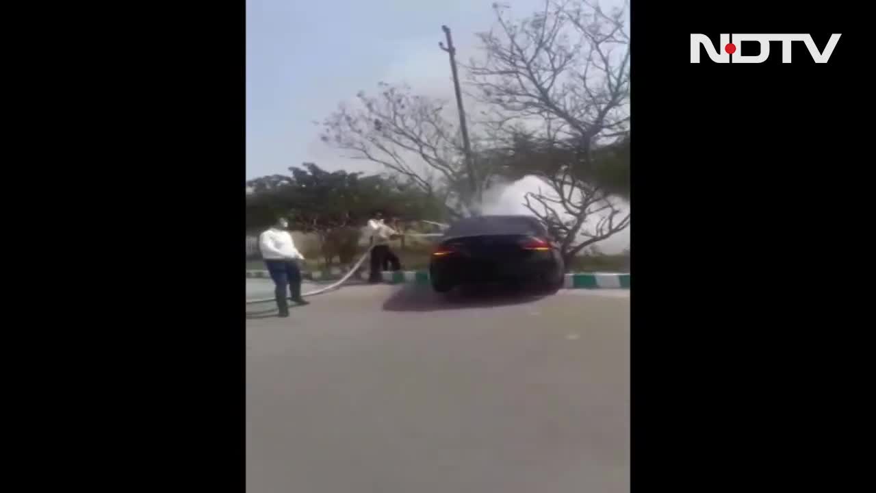 Mercedes Crashes, Catches Fire Near Noida F1 Track, Driver Escapes Unhurt