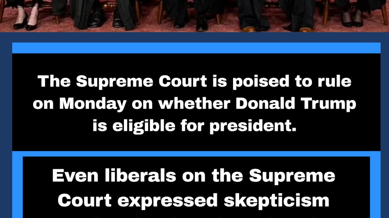 The Supreme Court will rule on Monday, likely on Trump's eligibility for Colorado's primary vote.