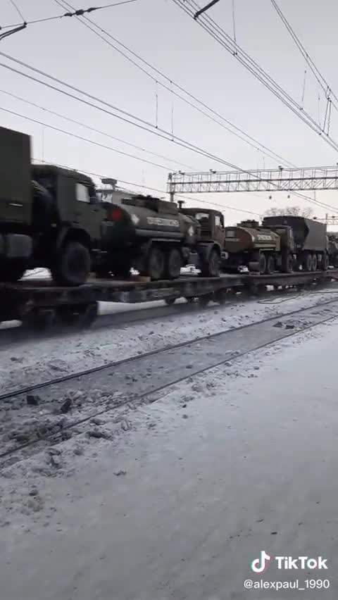 Train carrying fuel trucks, Tyumen Russia