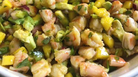 Shrimp, Mango, Cilantro Salsa