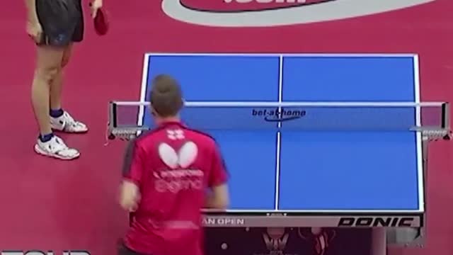 Brilliant shot in table tennis. Funny video