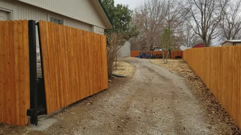 Uphill Opening Gate stays vertical in open position.