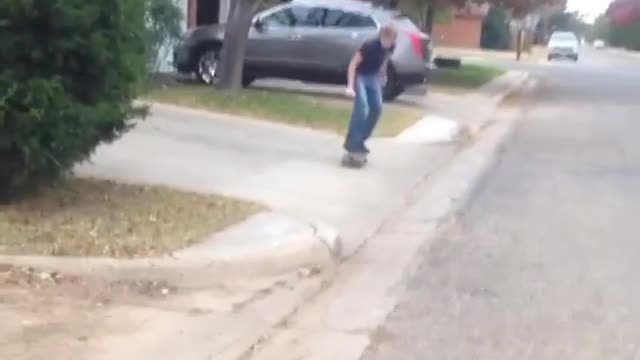 Sidewalk skate trick fail faceplant