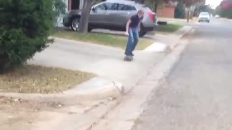 Sidewalk skate trick fail faceplant