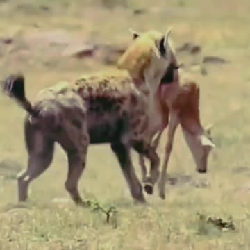 Hyena attack baby deer is very sad. Mother deer suffered a lot. could not save
