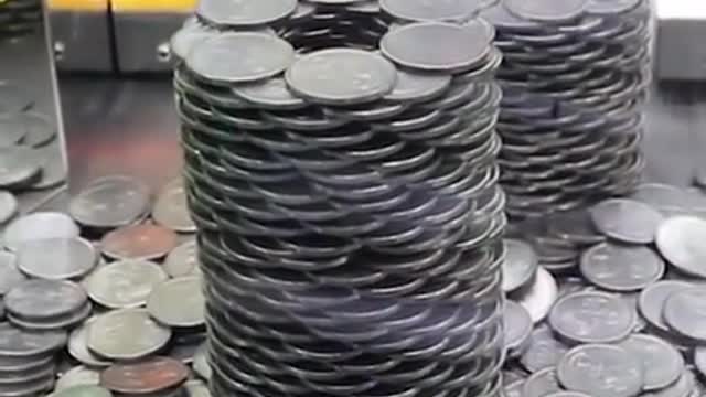 Something WEIRD Happened Knocking Over a HUGE Coin Tower