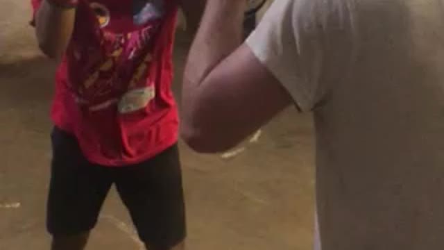 Mitt training with Josh