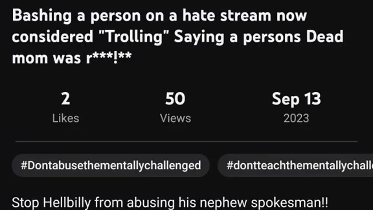 Bashing a person on a hate stream