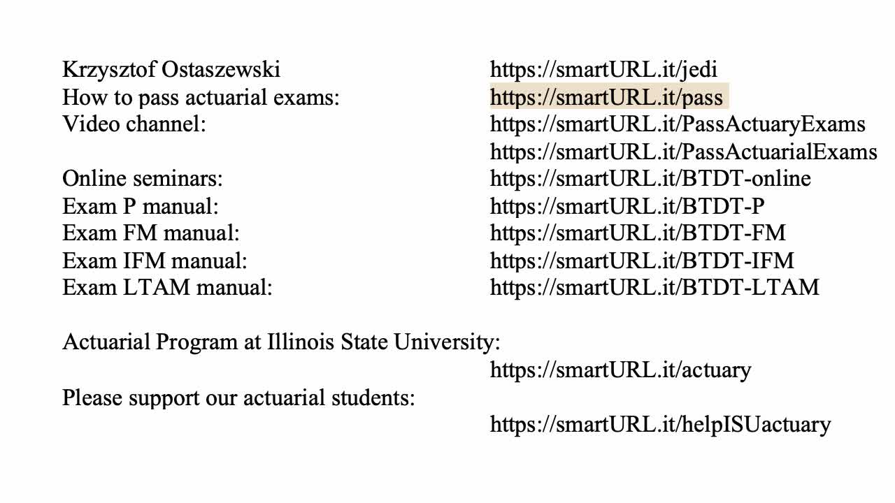 Exam FM exercise for February 12, 2022